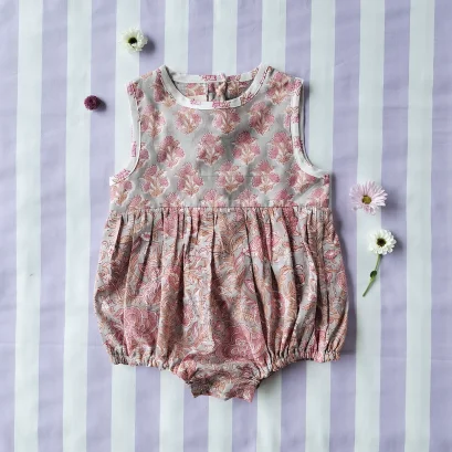 *LIMITED FABRICS -BUTTONS BACK CRAFTED BOHO ROMPER 100% COTTON INDIA HAND BLOCK PRINTED*PRE-ORDER SHIP OUT 22 DECEMBER