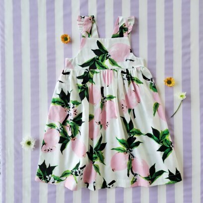 ชุดกระโปรงยางหลัง 100% คอตตอนพิมพ์ลายมะนาว*สินค้าสั่งจองล่วงหน้า ส่งสินค้าออก 23 มกราคม