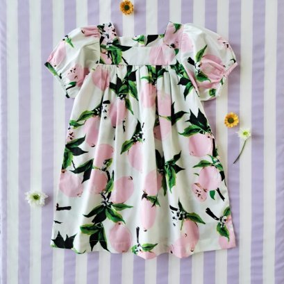 ชุดกระโปรงกระดุมหลังแขนพอง 100% คอตตอนพิมพ์ลายมะนาว*สินค้าสั่งจองล่วงหน้า ส่งสินค้าออก 23 มกราคม