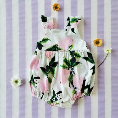 ชุดรอมเปอร์ยางยืดหลัง เปิดเป้าเปลี่ยนผ้าออ้อมได้ 100% คอตตอนพิมพ์ลายมะนาว*สินค้าสั่งจองล่วงหน้า ส่งสินค้าออก 23 มกราคม