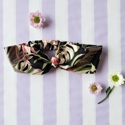 KIDS &amp; ADULTS  HEADBAND ELASTIC BACK 100% PRINTED COTTON PRINTED COTTON DARK HAWAII*予約注文は3月13日に発送されます * PRE-ORDER SHIP OUT 13 MARCH