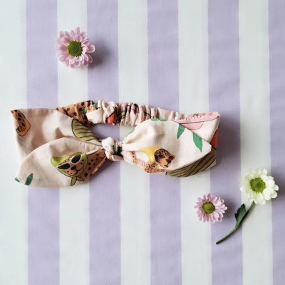 KIDS &amp; ADULTS  HEADBAND ELASTIC BACK 100% PRINTED COTTON PRINTED COTTON JAGUAR