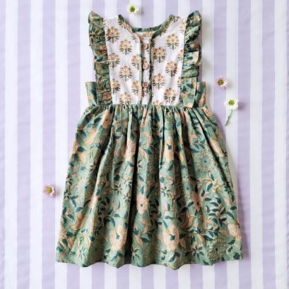 BUTTONS FRONT CRAFTED BOHO  DRESS 100%  COTTON INDIAN HAND BLOCK PRINTED*予約注文は3月13日に発送されます * PRE-ORDER SHIP OUT 13 MARCH