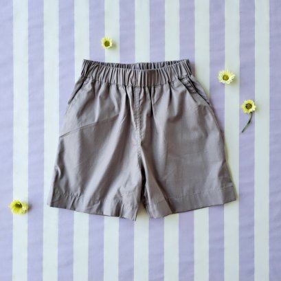 BOYS &amp; GIRLS ELASTIC WAISTBAND SHORTS / 100% COTTON GREY