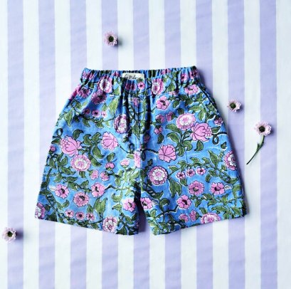 เด็กชาย-หญิง กางเกงเอวยางยืด มีกระเป๋าล้วงข้าง  100% คอตตอน ผ้าพิมพ์มืออินเดีย