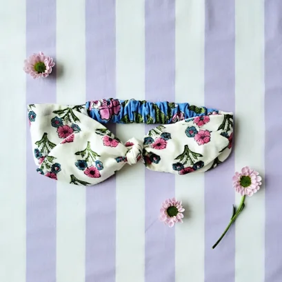 ที่คาดผมเด็ก และ ผู้ใหญ่ แบบยางยืดเฉพาะช่วงท้ายทอยด้านหลัง โบว์ใหญ่ ยางนิ่มไม่เจ็บศรีษะ 100 % คอตตอน ผ้าพิมพ์มืออินเดีย