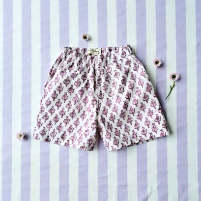 เด็กชาย-หญิง กางเกงเอวยางยืด มีกระเป๋าล้วงข้าง  100% คอตตอน ผ้าพิมพ์มืออินเดีย