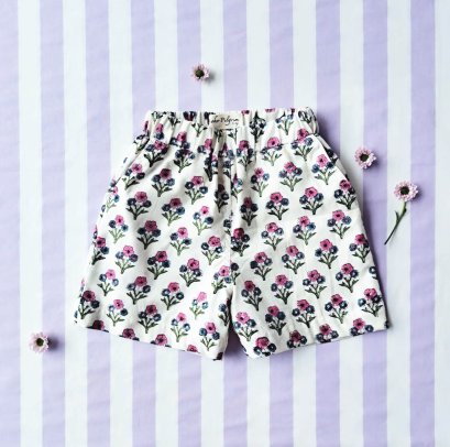 เด็กชาย-หญิง กางเกงเอวยางยืด มีกระเป๋าล้วงข้าง  100% คอตตอน ผ้าพิมพ์มืออินเดีย