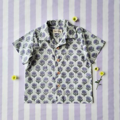 *LIMITED FABRICS-BOYS &amp;GIRLS CRAFTED BOHO SHIRTS / 100% COTTON INDIA HAND BLOCK PRINTED*予約注文商品の発送予定日：6月15日～20日 PRE-ORDER ITEMS SHIPMENT 15-20 JUNE