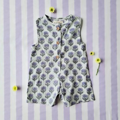 *LIMITED FABRICS-BOYS &amp; GIRLS CRAFTED BOHO ROMPER 100% COTTON INDIA HAND BLOCK PRINTED**予約注文商品の発送予定日：6月15日～20日 PRE-ORDER ITEMS SHIPMENT 15-20 JUNE