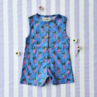 *LIMITED FABRICS-BOYS &amp; GIRLS CRAFTED BOHO ROMPER 100% COTTON INDIA HAND BLOCK PRINTED**予約注文商品の発送予定日：6月15日～20日 PRE-ORDER ITEMS SHIPMENT 15-20 JUNE