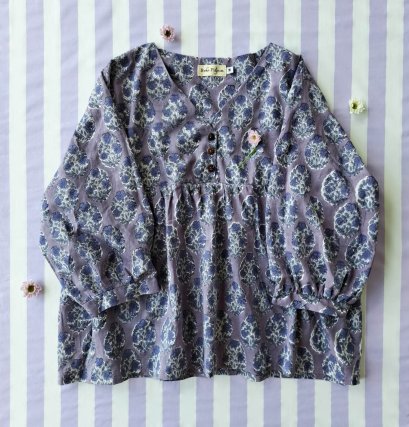 ADULTS WOMEN BLOUSE 100% COTTON INDIAN HAND BLOCK PRINTED *予約注文商品の発送予定日：6月15日～20日 PRE-ORDER ITEMS SHIPMENT 15-20 JUNE