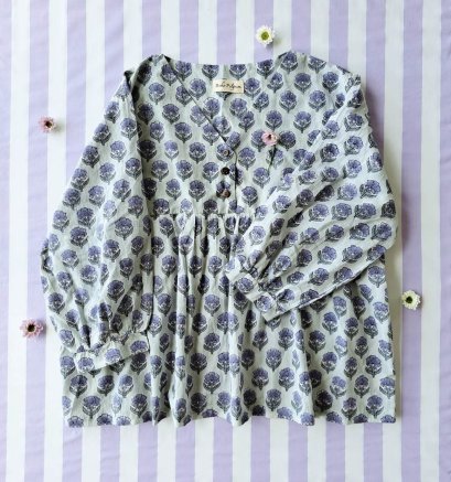 ADULTS WOMEN BLOUSE 100% COTTON INDIAN HAND BLOCK PRINTED*予約注文商品の発送予定日：6月15日～20日 PRE-ORDER ITEMS SHIPMENT 15-20 JUNE