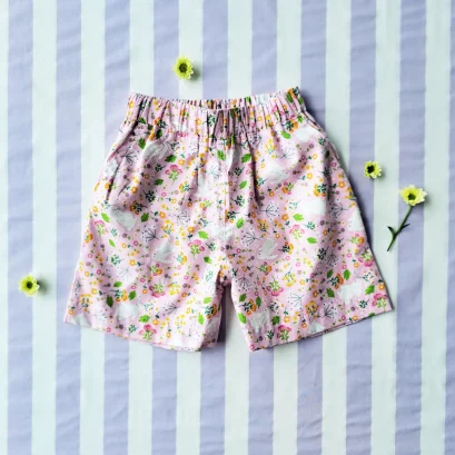 BOYS &amp; GIRLS ELASTIC WAISTBAND RABBIT SHORTS / 100% COTTON