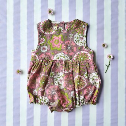 BUTTONS BACK  ROMPER 100% COTTON INDIAN HAND PRINTED  *予約注文商品の発送予定日：6月30日 PRE-ORDER ITEMS SHIPMENT 30th JUNE