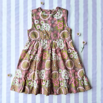 BUTTONS BACK DRESS  100% COTTON INDIAN HAND PRINTED  *予約注文商品の発送予定日：6月30日 PRE-ORDER ITEMS SHIPMENT 30th JUNE