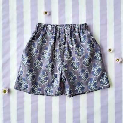 BOYS & GIRLS ELASTIC WAISTBAND SHORTS / 100% COTTON INDIAN HAND PRINTED  在庫商品 -IN STOCK ITEMS