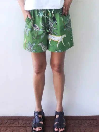 TEEN &amp; ADULTS WOMEN SHORTS PANTS ELASTIC WAISTBAND  100% COTTON INDIAN HANDPRINTED*予約注文商品の発送予定日：6月30日 PRE-ORDER ITEMS SHIPMENT 30th JUNE