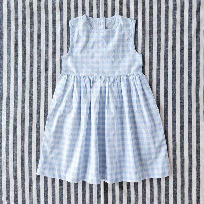 BUTTONS BACK LIGHT BLUE GINGHAM DRESS 100% COTTON *PREORDER SHIP OUT 23 FEB