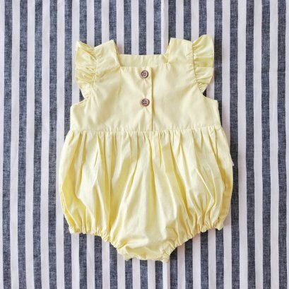 FLUTTER SLEEVE YELLOW ROMPER 100% COTTON *PREORDER SHIP OUT 23 FEB