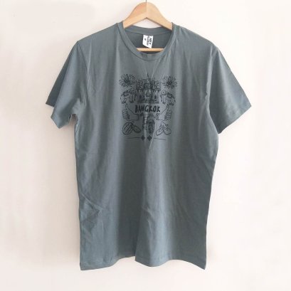 BKK ADULTS  T SHIRTS / 100% COTTON GREY GREEN