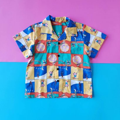 เด็กชาย-หญิง เสื้อเชิ๊ต 100% ผ้าคอตตอนพิมพ์ลายรักษ์โลก