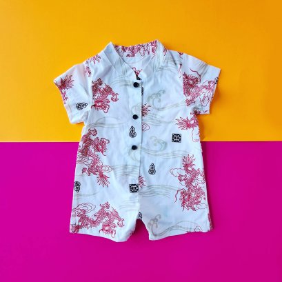 BOYS & GIRLS DRAGON ROMPER 100% PRINTED COTTON