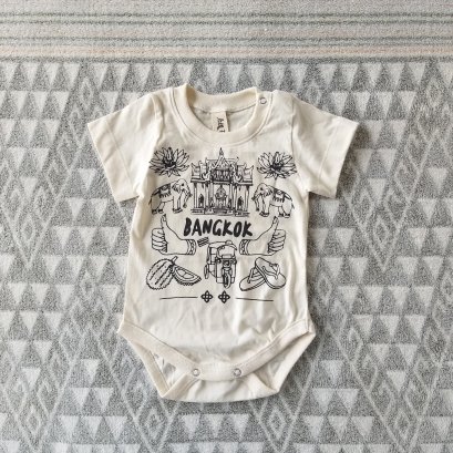 ชุดบอดี้สูทเปิดเป้าได้  ลายสวรรค์กรุงเทพ 100% คอตตอนธรรมชาติไม่ฟอก