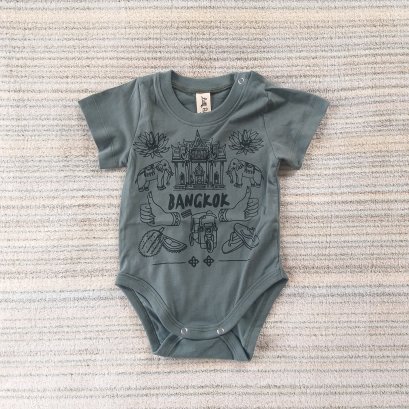 BANGKOK PARADISE ONESIE / 100% COTTON GREY GREEN*PRE-ORDER SHIP OUT 15 DECEMBER