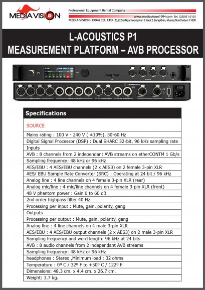 L-ACOUSTICS P1 MEASUREMENT PLATFORM-AVB PROCESSOR