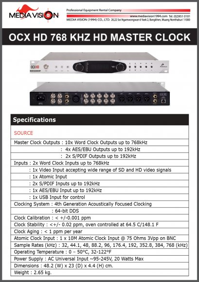 OCX HD 768 KHZ HD MASTER CLOCK
