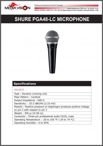 SHURE PGA48-LC MICROPHONE