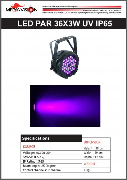 LED PAR 36X3W UV IP65
