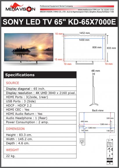 SONY LED TV 65" KD-65X7000E