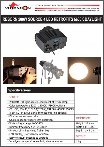 REBORN 200W SOURCE 4 LED RETROFITS 5600K DAYLIGHT