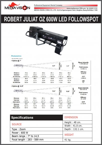ROBERT JULIAT OZ 600W LED FOLLOW SPOT