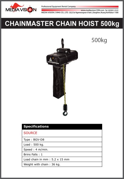 CHAINMASTER CHAIN HOIST 500KG