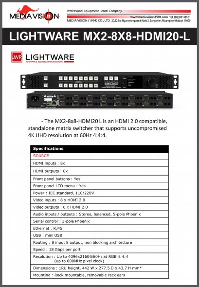 LIGHTWARE MX2-8X8-HDMI20-L