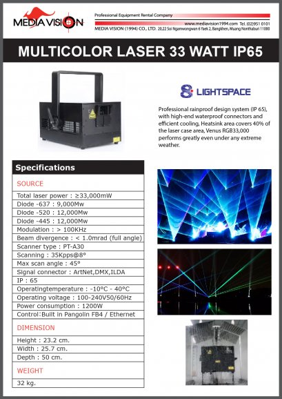 MULTICOLOR LASER 33 WATT IP65