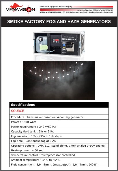 SMOKE FACTORY FOG AND HAZE GENERATORS