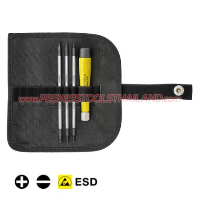 PB1110ESD ไขควงชุด ESD ด้ามกันไฟฟ้าสถิต TELESCOPIC พร้อมซองหนัง PB SWISS TOOLS