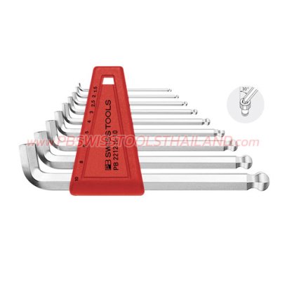 PB2212H10 ชุดประแจหกเหลี่ยมหัวบอลสั้น แบบคอสั้น ขนาด 1.5-10 มม. (9 ตัวชุด) PB SWISS TOOLS