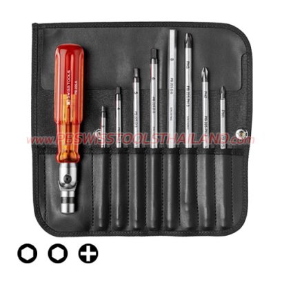 PB227 ชุดไขควงบล็อก 9 ตัว (รวมด้าม) PB SWISS TOOLS