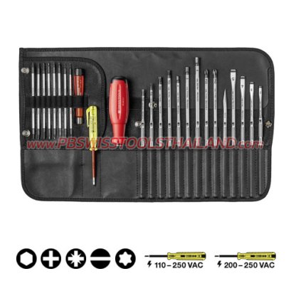 PB38515 (PB 38515.LED) ชุดไขควงอเนกประสงค์ซองหนัง 31 ตัว/ชุด PB SWISS TOOLS