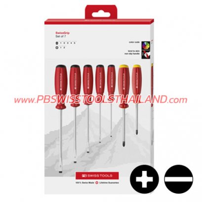 PB8250CBB ไขควงชุดแบน-แฉก 7 ตัวชุด+กล่องกระดาษรุ่นใหม่