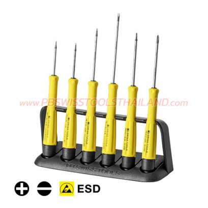 PB8641ESD ไขควงชุดไฟฟ้า กันไฟฟ้าสถิต ESD 6 ตัวชุด ด้ามเรียวสีแดง PB SWISS TOOLS