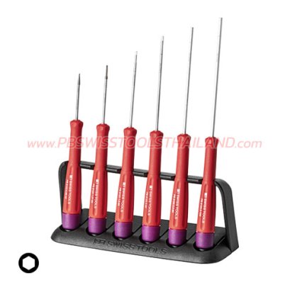 PB8642 ชุดไขควงไฟฟ้าด้ามเรียวเล็ก 6 ตัวชุด สำหรับสกรูหัวหกเหลี่ยม พร้อมแท่นวาง (ใช้กับงานทั่วไป-งานไฟฟ้า) PB SWISS TOOLS