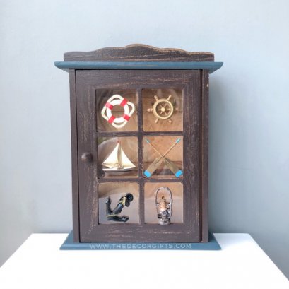 ตู้กุญแจไม้ (น้ำตาล) ทรงตู้ แนวทะเล