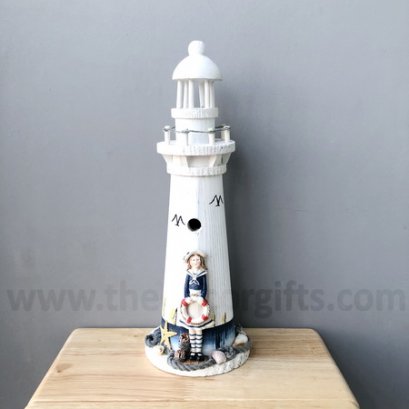 ประภาคารไม้กลมขาว (เด็กหญิง) แนวทะเล (Size M)