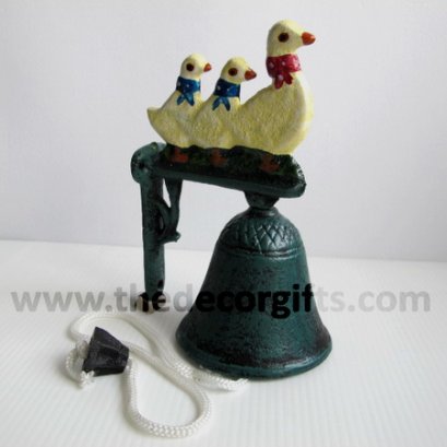 กระดิ่ง/ระฆังเหล็ก ลายเป็ดแม่ลูก (ขนาดเล็ก)